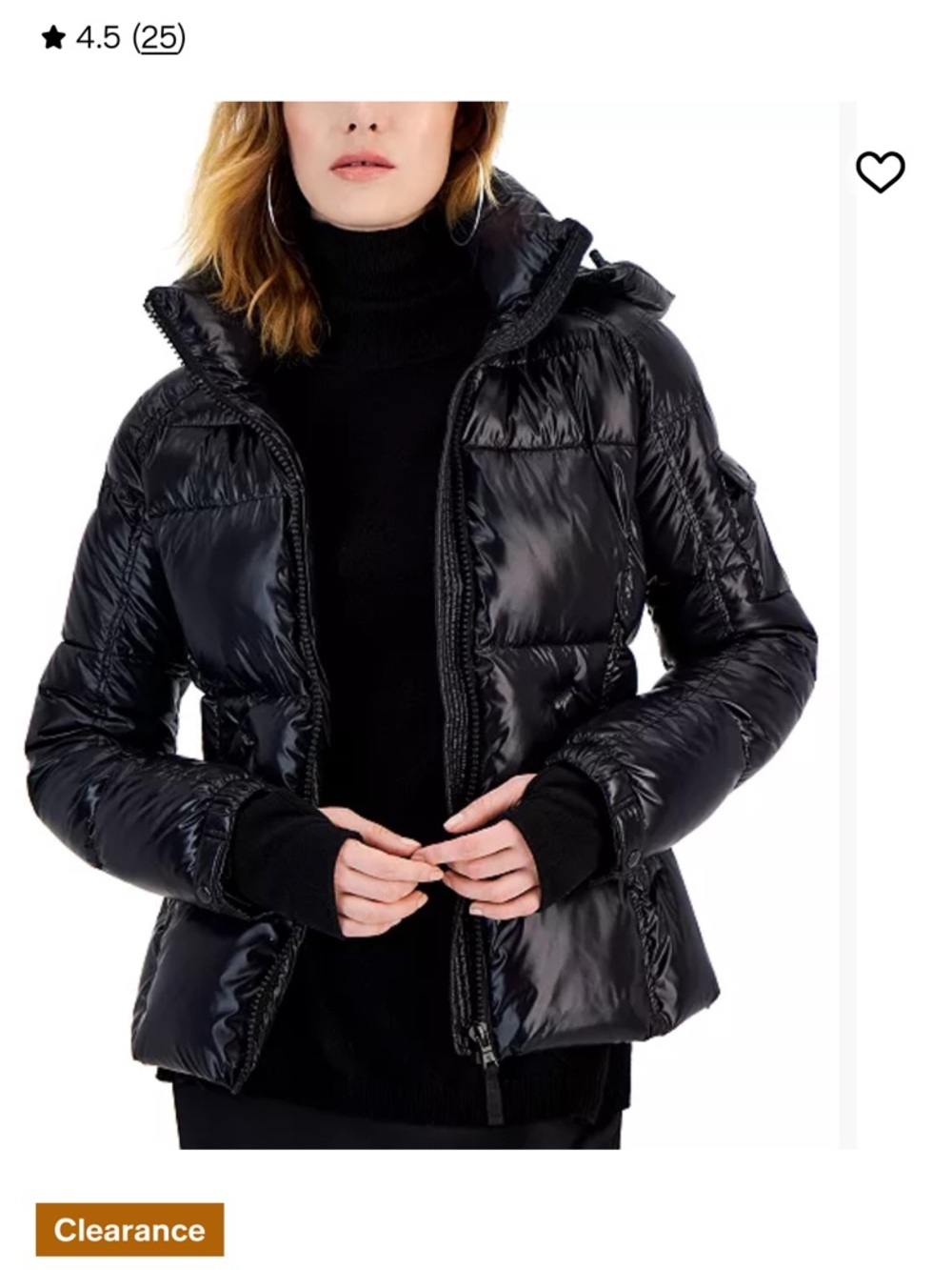 S13 Black Down Puffer Jacket with Hood sz S